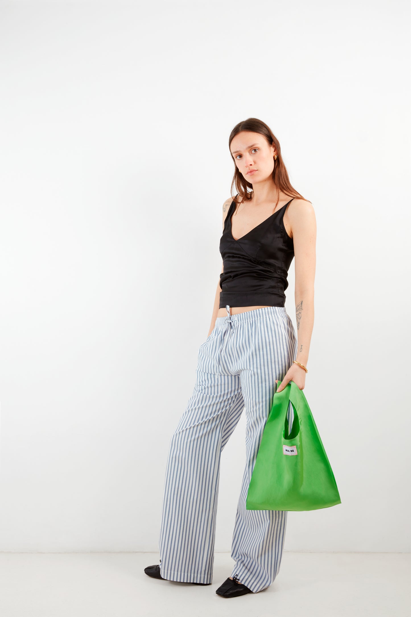 Pantalon en coton à rayures grecques