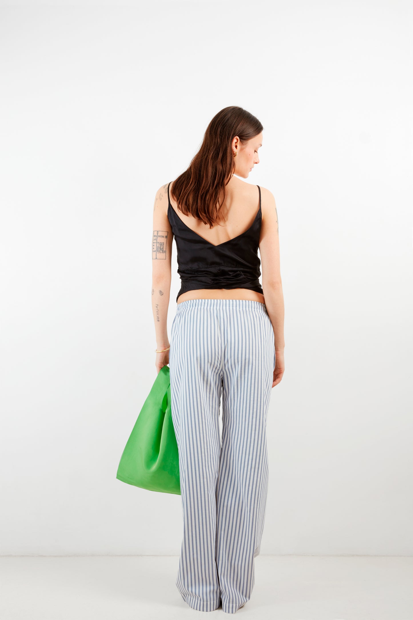 Pantalon en coton à rayures grecques