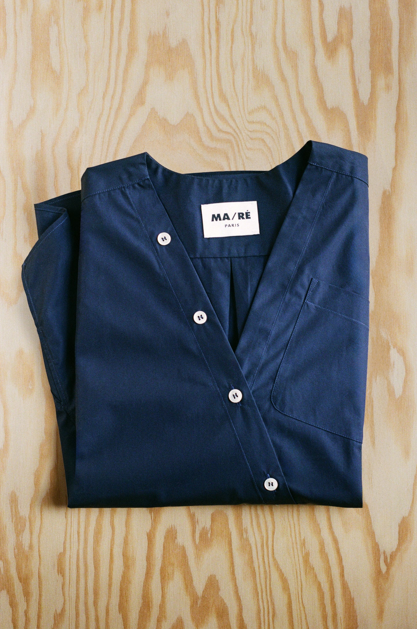 New Signature compact cotton shirt in midnight blue EASY IRON