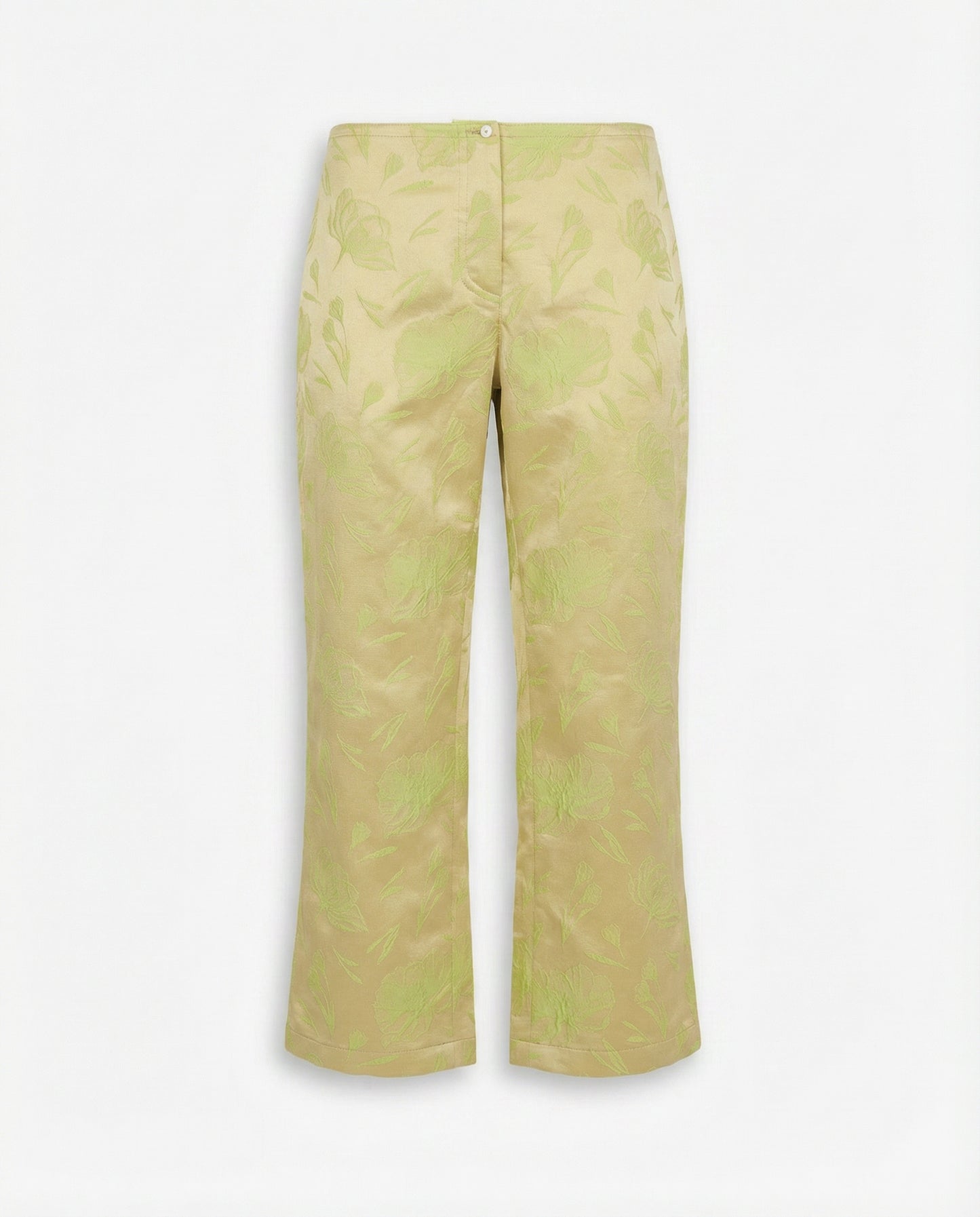 Floral Jacquard Cropped Trousers