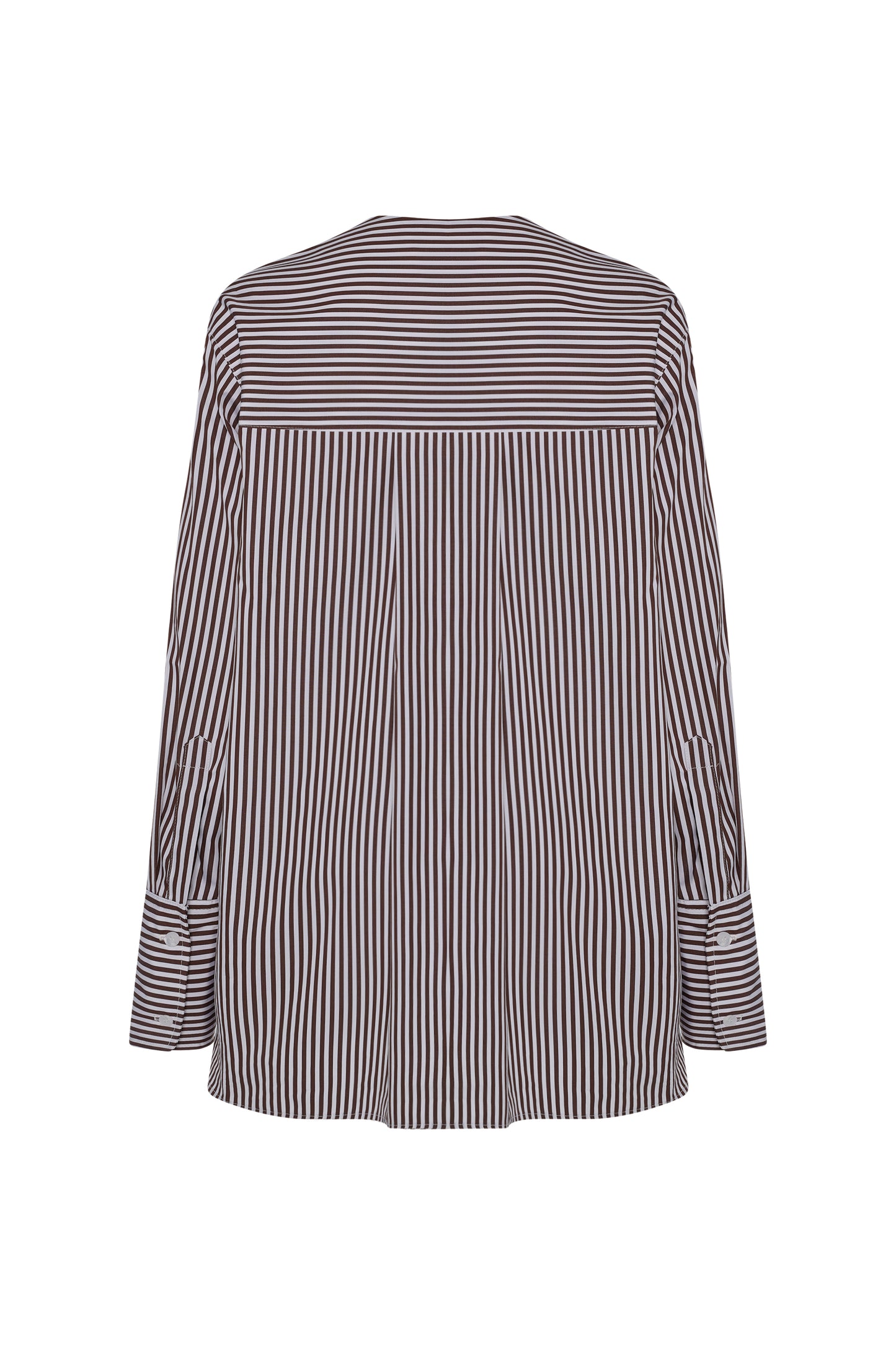 Kimono shirt in poplin Cappuccino stripe  EASY IRON