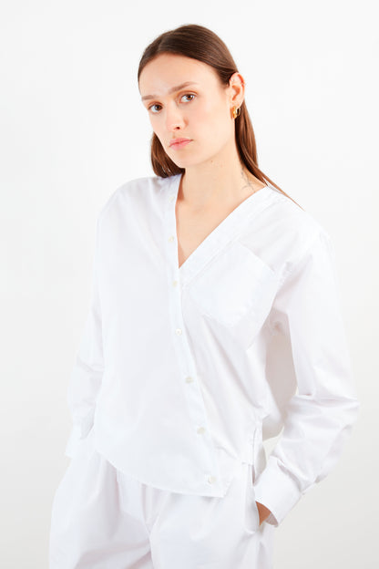 Signature asymmetrical compact cotton shirt White EASY IRON