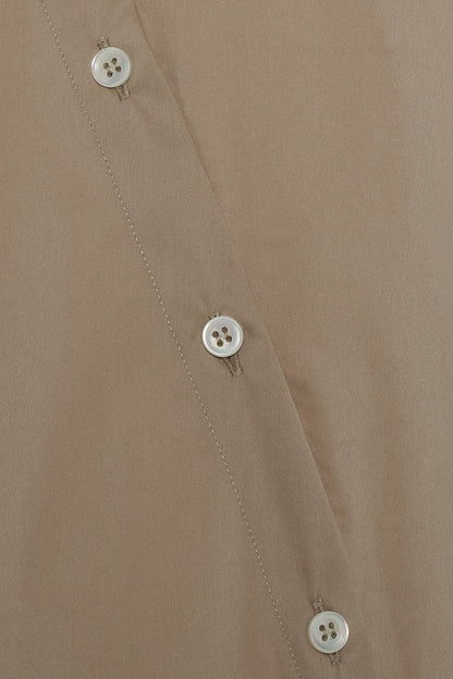 Signature asymmetrical light cotton shirt Sand