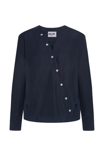 New Signature compact cotton shirt in midnight blue EASY IRON