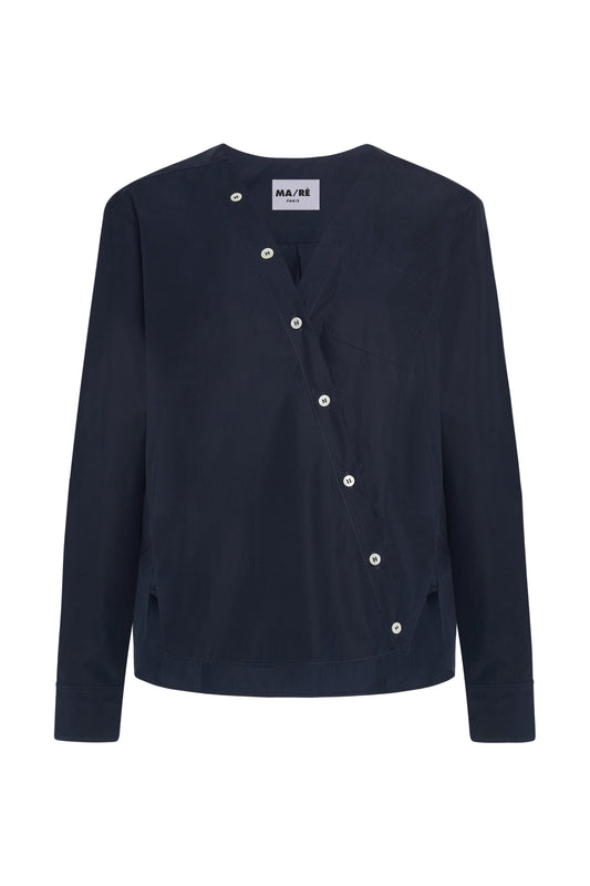New Signature compact cotton shirt in midnight blue EASY IRON