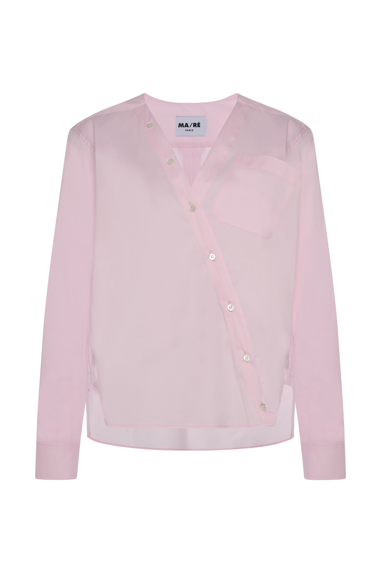 Signature asymmetrical light cotton shirt Pink