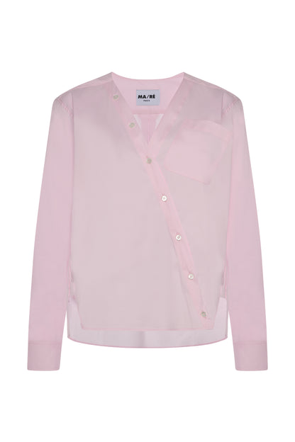 Signature asymmetrical light cotton shirt Pink