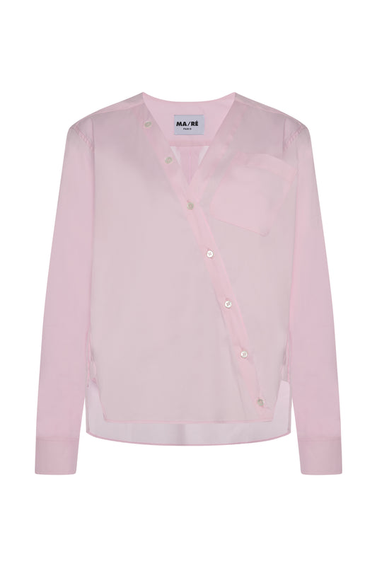Signature asymmetrical light cotton shirt Pink