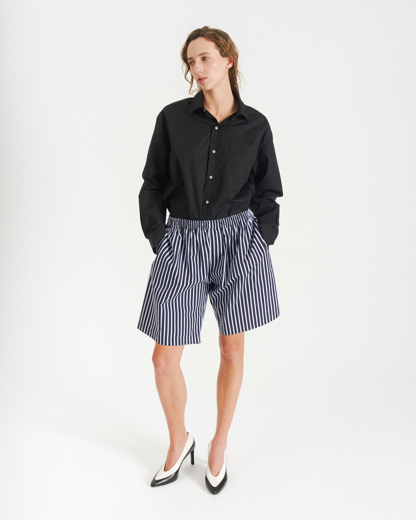 Striped Poplin Bermuda Shorts