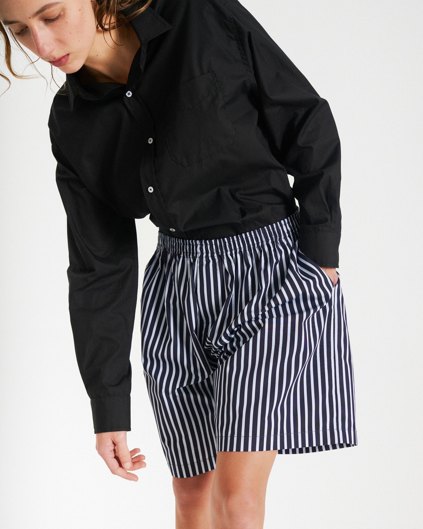 Striped Poplin Bermuda Shorts