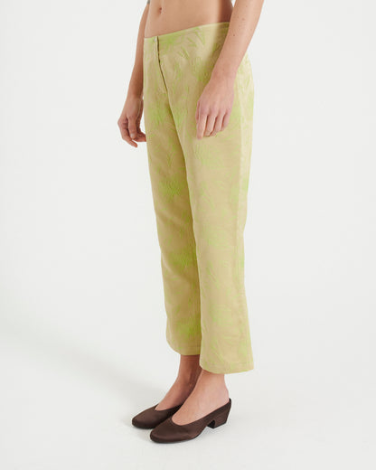 Floral Jacquard Cropped Trousers