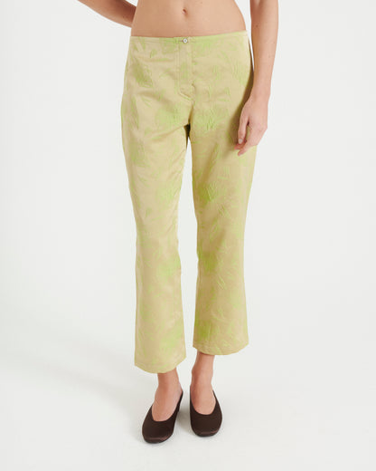Floral Jacquard Cropped Trousers