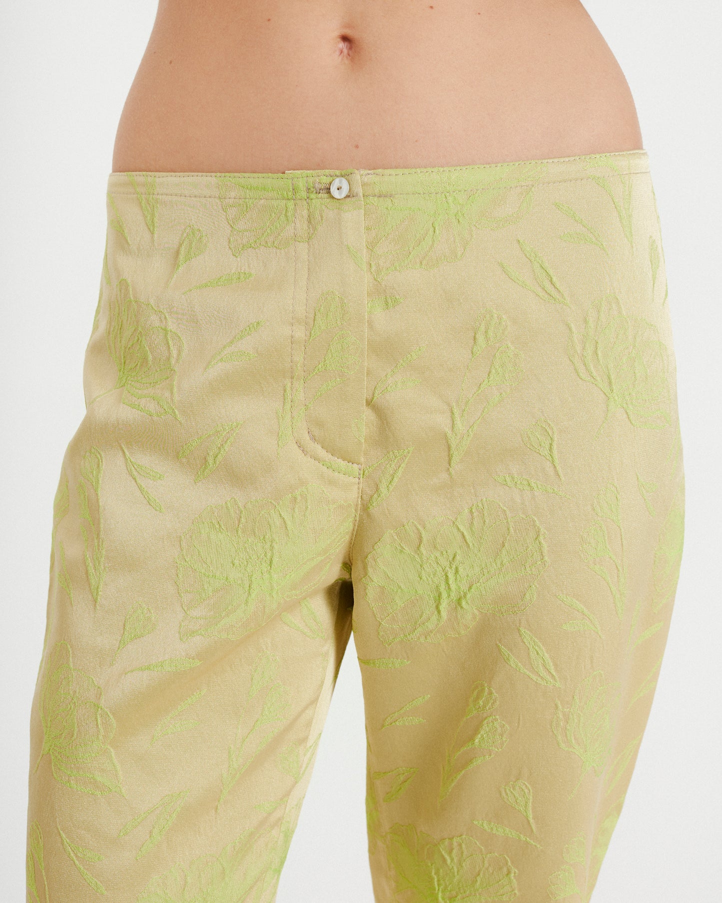 Floral Jacquard Cropped Trousers