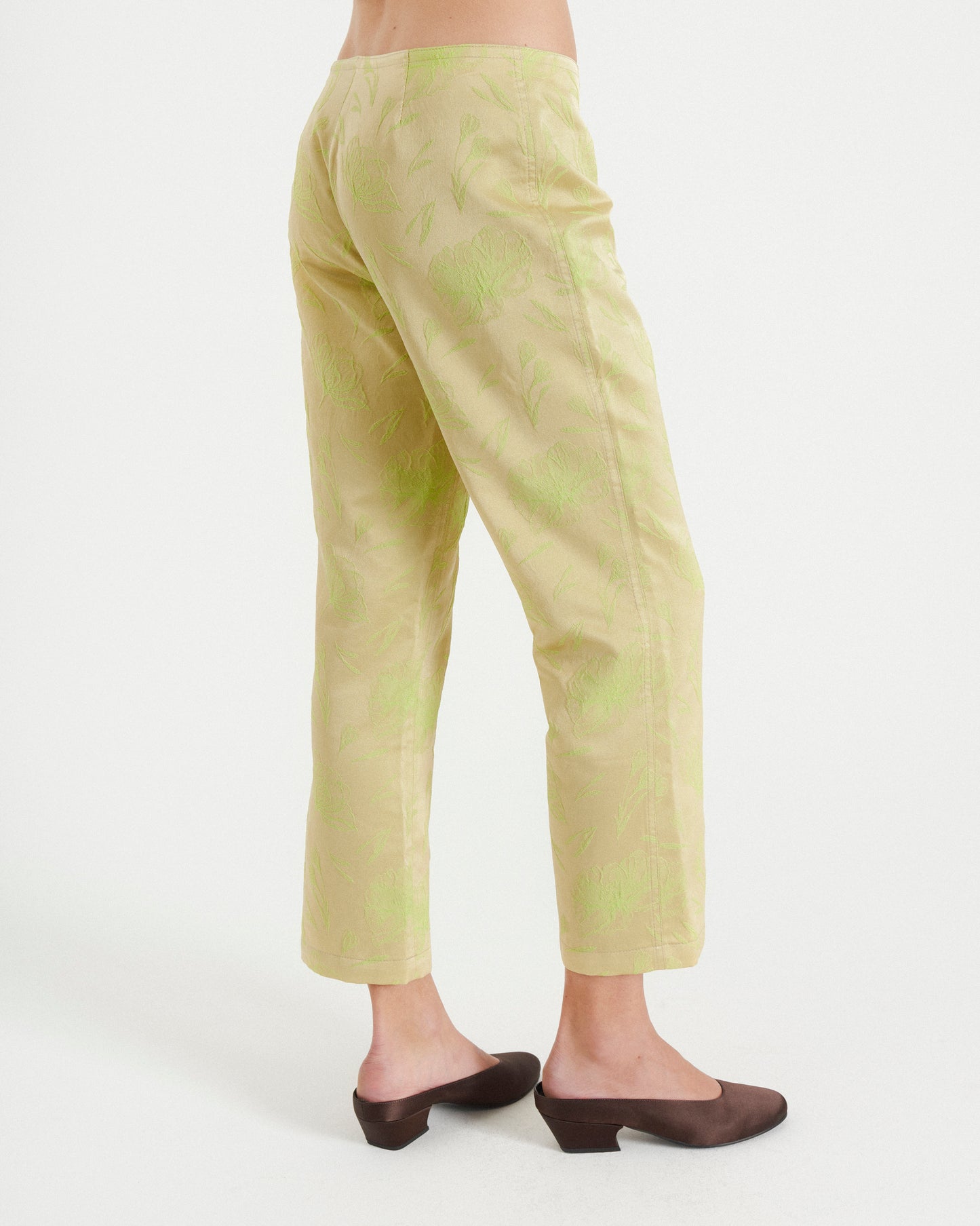 Floral Jacquard Cropped Trousers