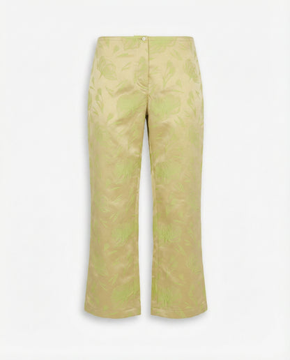 Floral Jacquard Cropped Trousers