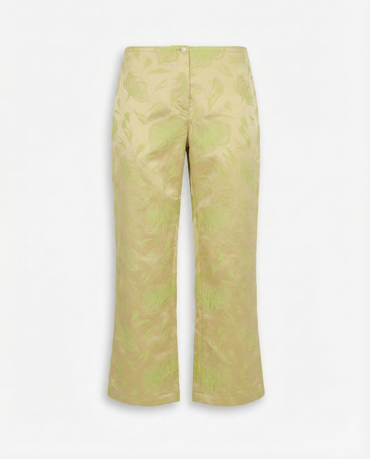 Floral Jacquard Cropped Trousers