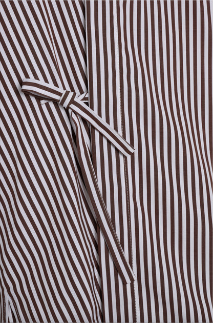 Kimono shirt in poplin Cappuccino stripe  EASY IRON